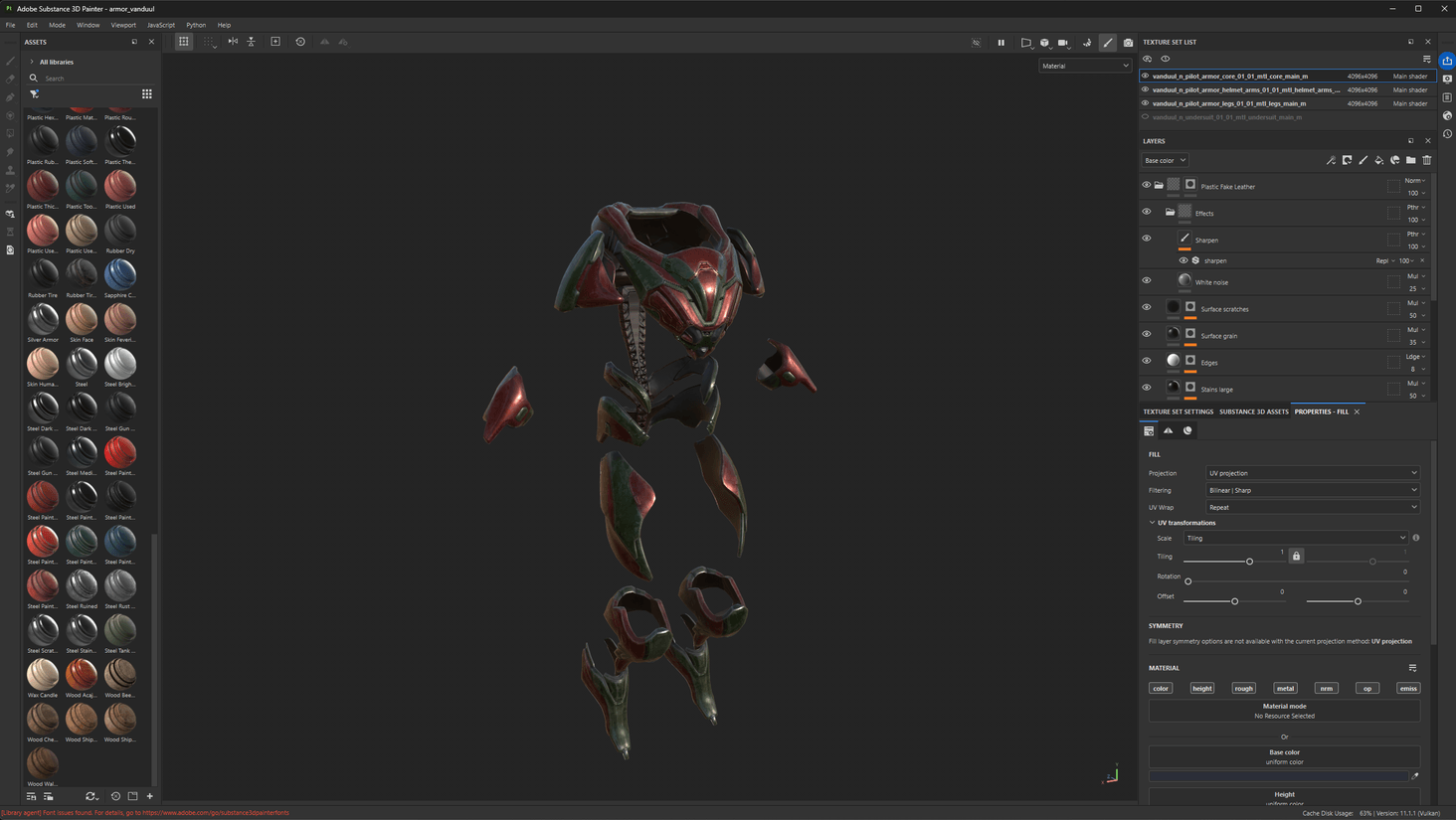 Backstage ok SubstancePainter, painting the armor