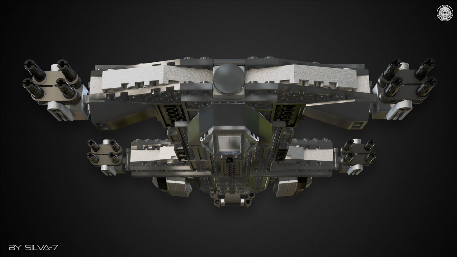 Front-Bottom view:  The bridge was attached to the original position in two 90° increments using two rotating suspensions