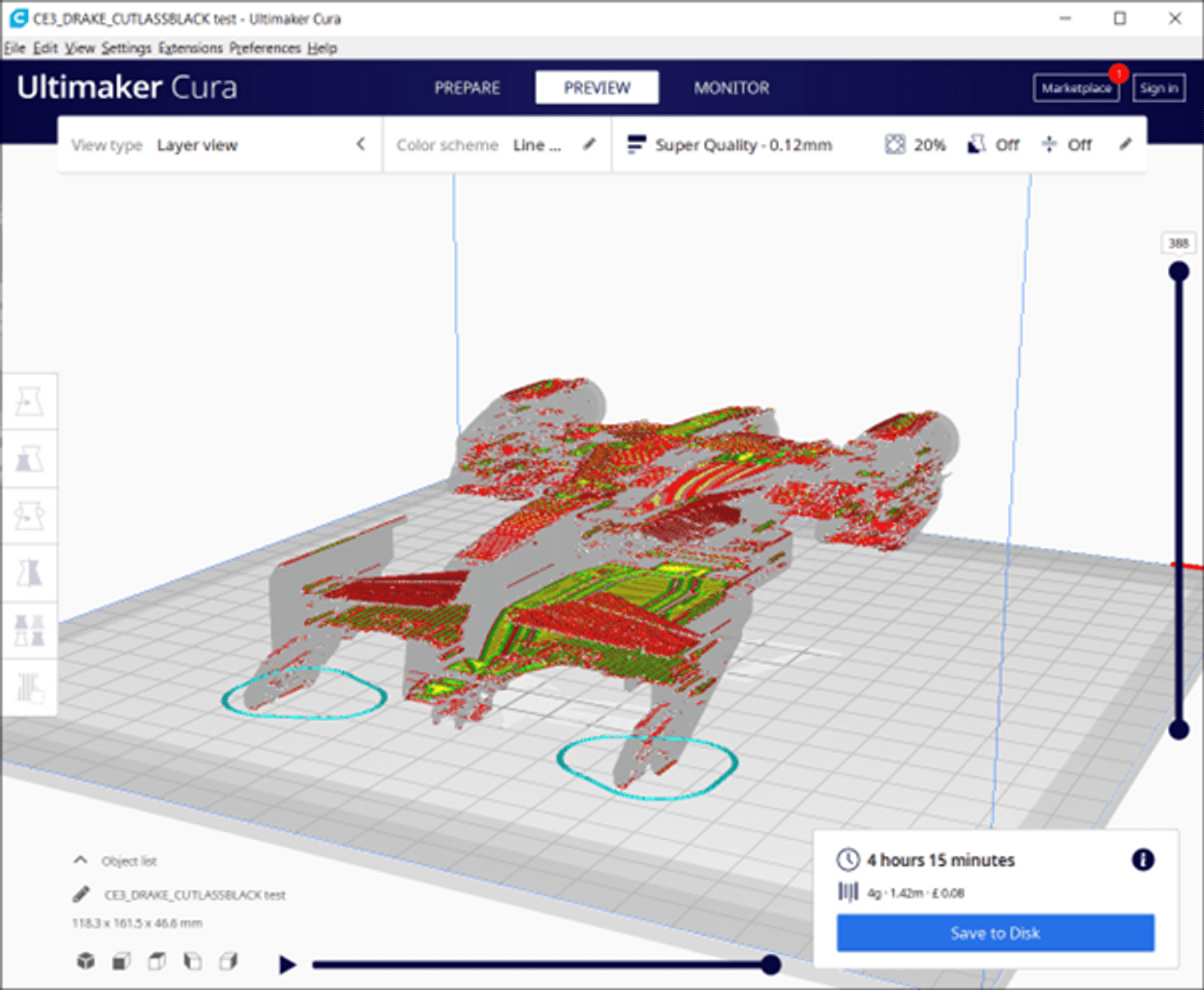 Sliced mesh with 0.1m thickness and no remesh