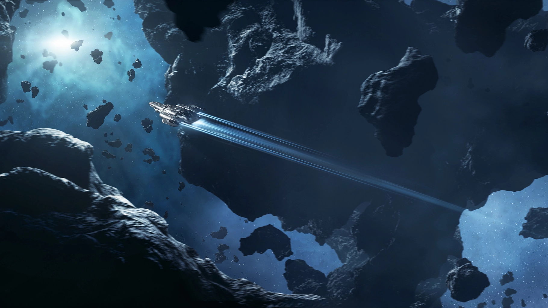MISC Starlancer MAX travelling through an asteroid field