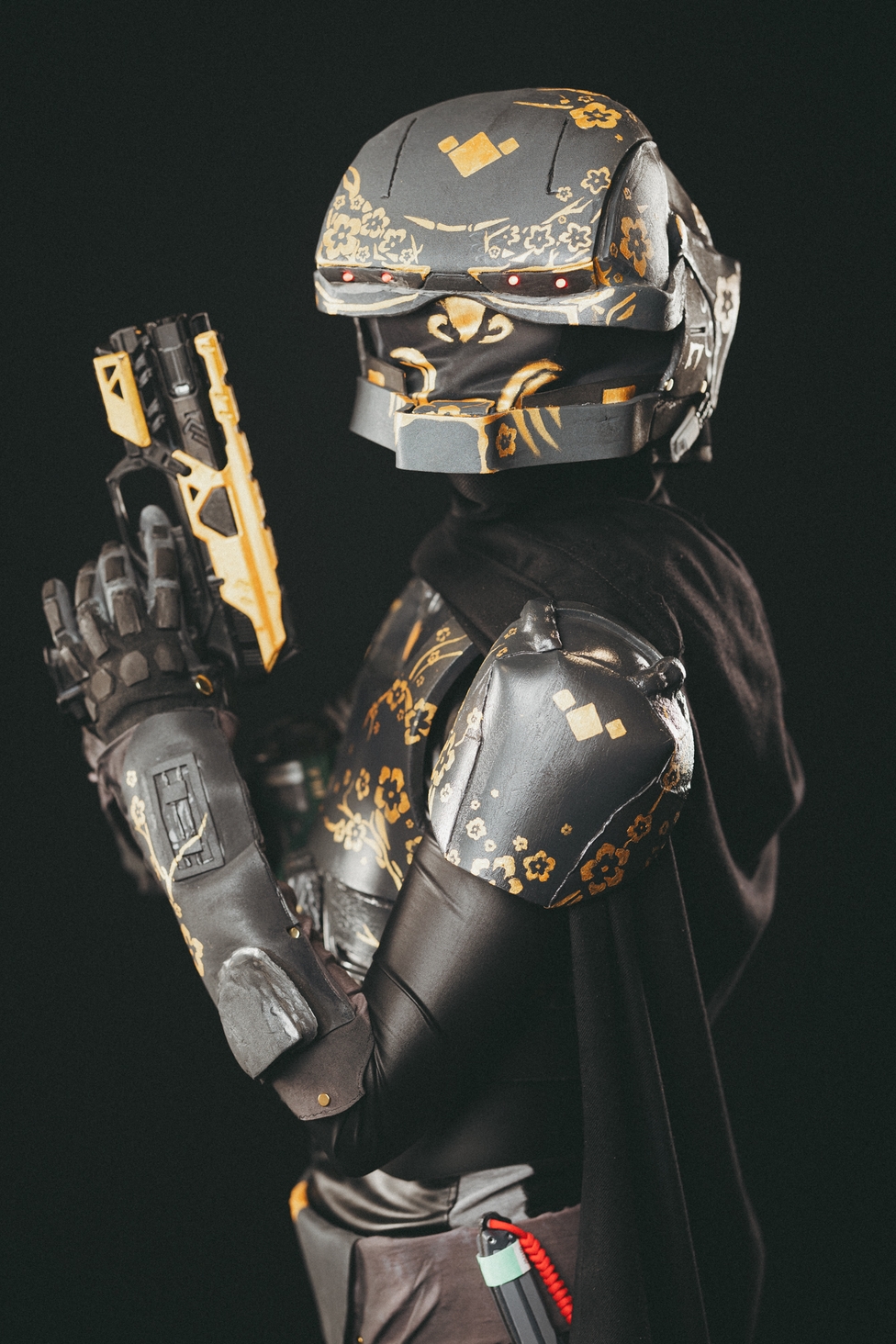 The helmet is also crafted from me out of foam and I added the LED's for the eyes.